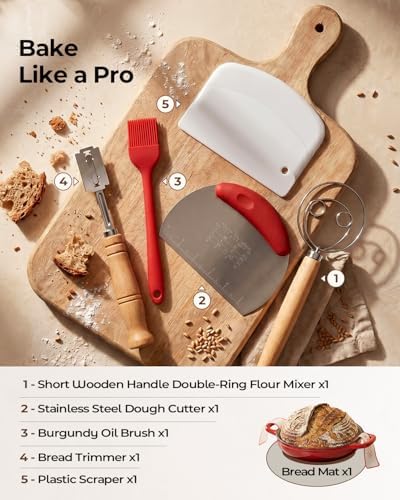 5QT Enameled Cast Iron Sourdough Bread Oven & Starter Kit, Red - Image 2
