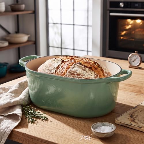 EDGING CASTING Enameled Cast Iron Oval Dutch Oven, 6QT, Sage Green - Image 6