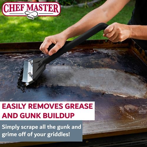 Chef Master Flat Top Griddle Scraper Cleaning Kit Combo, Long Handle - Image 3
