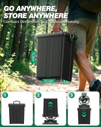 40000mAh Misting Fans for Outside, 15L Large Tank Portable Misting Fan, Battery Powered Outdoor Mister Fan with Remote & LED Light, Wide 270° Coverage for Camping Patio Backyard - Image 6