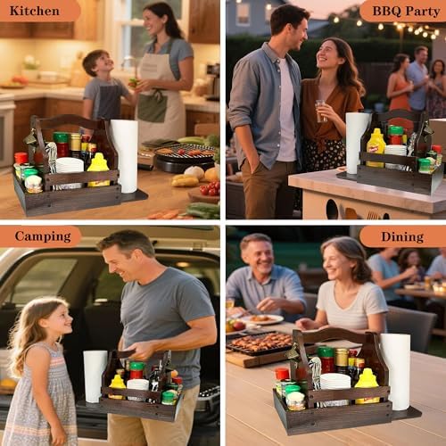 Outdoor BBQ Grill Caddy with Paper Towel Holder & Bottle Opener - Image 2