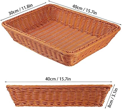 3 PCS 16 Inch Wicker Bread Basket, Woven Serving Basket, Tabletop Food Serving Basket for Restaurant, Bakery, Family Party, Hotel Serving, Fruits, Vegetables and Snacks, Brown, by GNIEMCKIN - Image 2