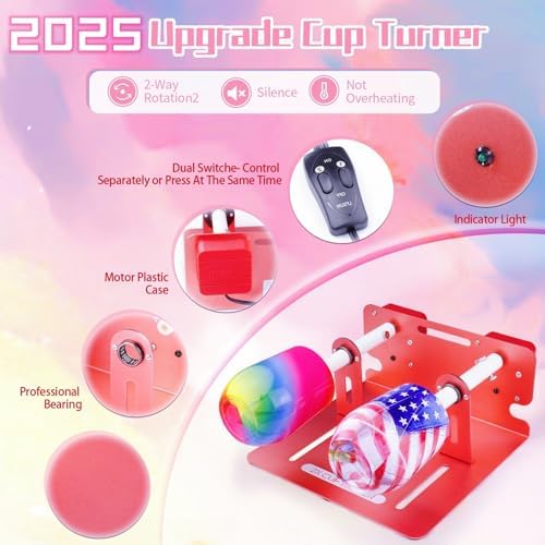 LFSUM 2X Double Cup Turner for Crafts Tumbler,Cup Turners for Tumblers, Cup Spinner Machine Kit,Tumbler Spinner for Epoxy,Glitter Epoxy Tumblers (Rose Gold) - Image 2