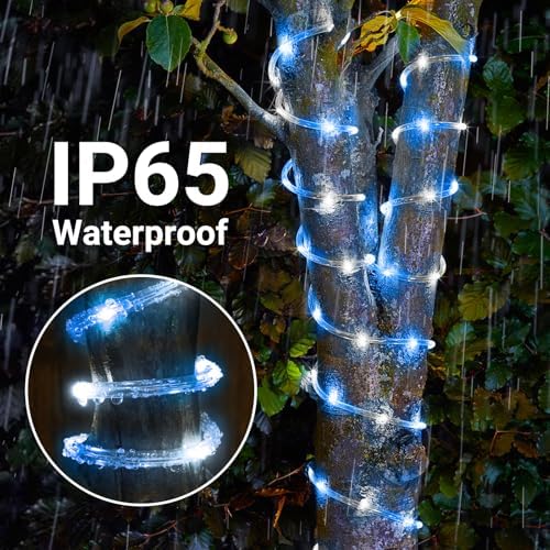 Solar Rope Lights, 66ft 200LED Solar String Lights, 8 Modes, Waterproof - Image 5