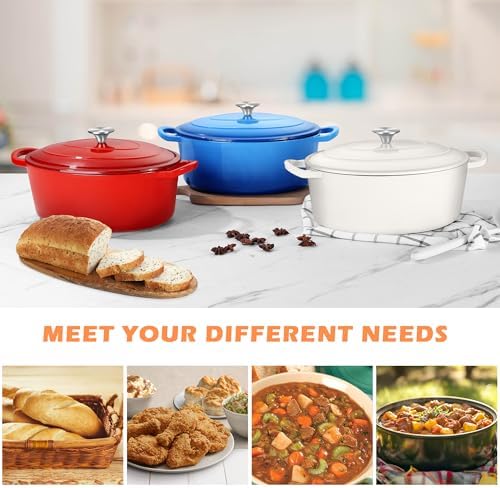 TeamFar 7QT Oval Dutch Oven, Enameled Cast Iron Dutch Oven Pot with Lid - Image 7
