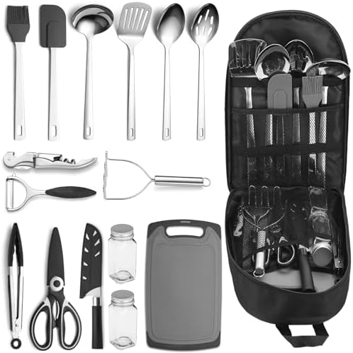 Camping Essentials Accessories Camping Gear Must Haves, Cooking Utensils Set Rv Camping Kitchen Backpacking Supplies Camper Gadgets Outdoor Hiking Travel Picnic Gifts by ReaNea