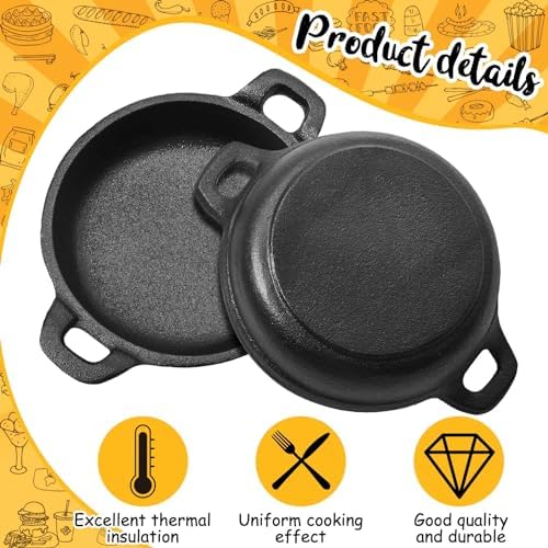 Ziliny 8 Pack Mini Cast Iron Skillets 5 x 5 x 1.3 Inch Pan Ramekin Set - Image 4