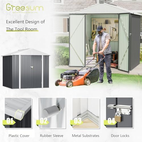 Greesum 6x4FT Outdoor Storage Shed, Gray - Image 6