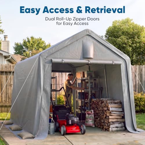 Quictent 10x15FT Carport Storage Shelter Large Shed with Roll-Up Door&Vents - Image 6