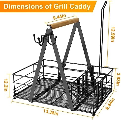 Grill Caddy with Paper Towel Holder, Picnic BBQ Condiment Utensil Organizer Caddy for Rv, Camping Accessories, Camping Essential, Camper Must Haves, Barbecue Tool Sets - Image 5