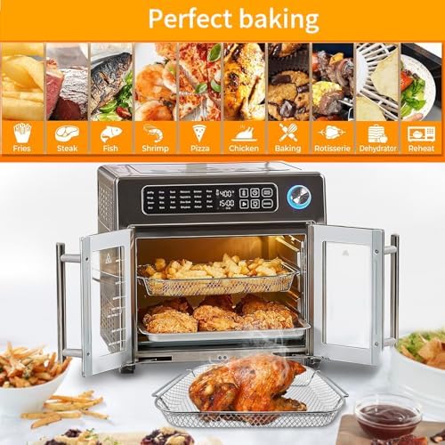 GWY Baking Tray Basket Wire Rack Set for Emeril Lagasse 26 QT Convection Toaster Oven Extra Large Air Fryer With French Doors Tray Set Accessories Grill Plate Crisper Plate Replacement Parts - Image 7