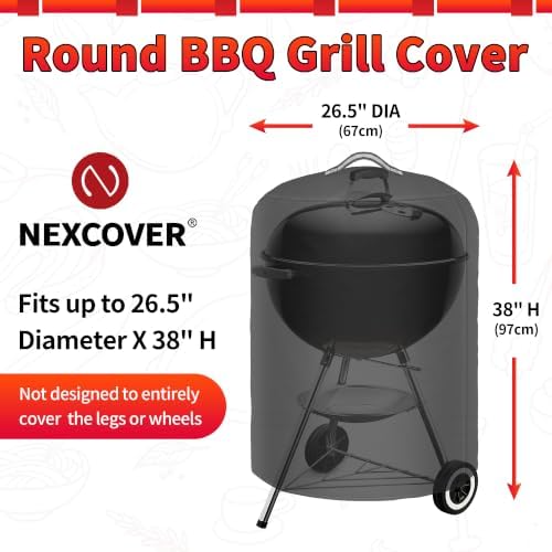 NEXCOVER Kettle Grill Cover-26.5 Inch Charcoal BBQ Smoker Cover Round for Barbecue, Fade & UV Resistant Small Waterproof Weather Resistant Material for Weber 22" Charcoal Grill - Image 2