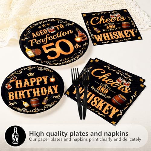 96 Pcs Whiskey 50th Birthday Party Supplies for Men, Serves 24 - Image 3