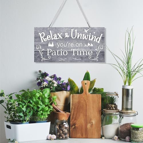 Hotop Metal Patio Sign Vintage Wall Decor for Outdoor, 10 x 5", Gray - Image 4