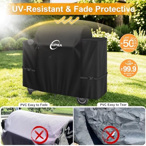 Kipiea 600D Heavy Duty Grill Cover for Traeger Ironwood 885, Waterproof Wood Pellet Smoker Cover with Windproof Buckles, Pellet BBQ Grill Covers for Outside Anti-UV, No Tear, No Fading - Image 6