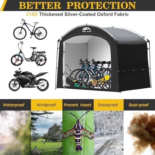 Happy Travel Bike Storage Shed Tent, Waterproof Portable Bicycle Cover Shed - Image 4