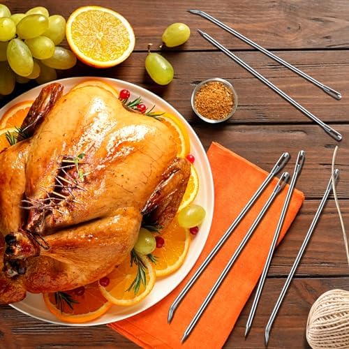 Ofargo Meat Trussing Needles, Roasting Trussing Needles for Lacing Roast Turkey, Chicken, Pork Skin, Whole Hog, Lamb, and Rotisserie Pig; 3pcs Curved Needles and 3pcs Straight Needles; 6pcs in All - Image 6