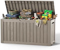 DRATO 100 Gallon Waterproof Deck Box Outdoor Storage Box with Wheels Grey by DRATOprovidesawarmandcozy