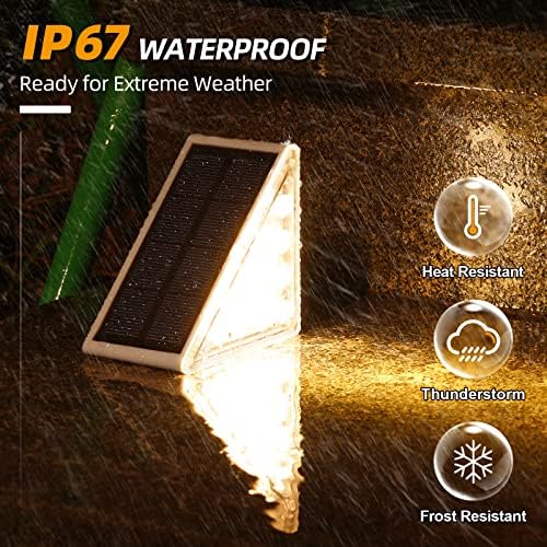 NIORSUN Solar Step Lights,12 Pack RGB Solid Color Changing Solar Stair Lights Outdoor Waterproof IP67 Auto On Off,Solar Lights for Steps,Stair,Patio,Yard,Porch,Front Door,Deck Decor - Image 6