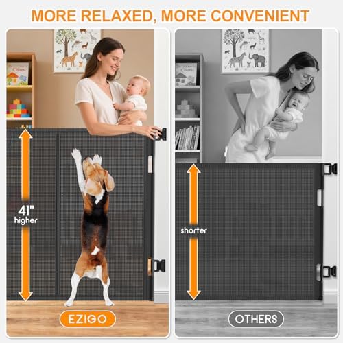 EZIGO 120 Inch Retractable Baby Gates, 41 Inch Extra Tall Retractable Gate - Image 3