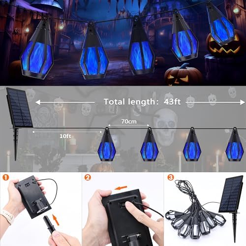 Solar String Lights for Outside, 33Ft Solar Patio Light with 15 Flickering - Image 4