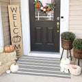 Halloween Door Mat 27.5"x43" Black and White Striped Outdoor Porch Rugs by OJIA