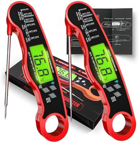 AWLKIM 2 Pack Meat Thermometer Digital, Instant Read Food Thermometer, Red by AWKLIM
