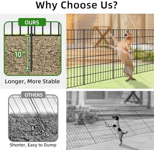 Metal Garden Fence 40 in x 23.3 ft, Outdoor Dog Fence with Stakes for Yard - Image 4