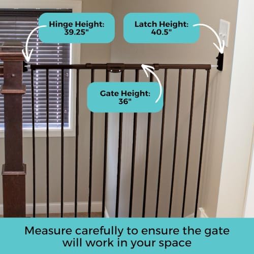 Toddleroo Easy Swing & Lock Baby Gate for Top of Stairs: 36" Tall, Bronze - Image 5