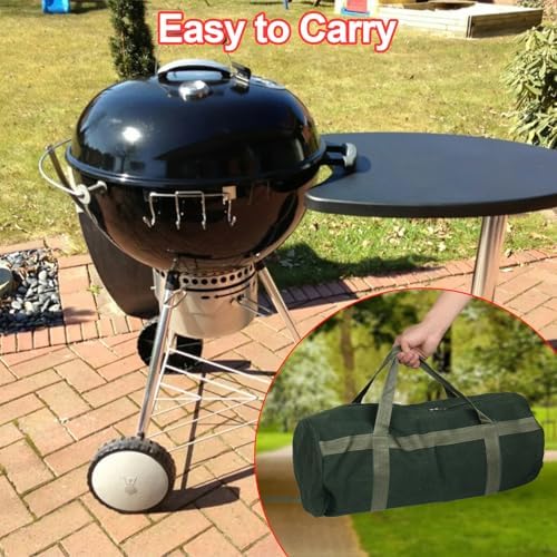 24" Grill Accessory Storage Bag, Tools Storage for Outdoor Grilling, Thick Canvas Double Zipper Utensil Carry Bag for Camping Hiking Barbecue, Dark Green - Image 6