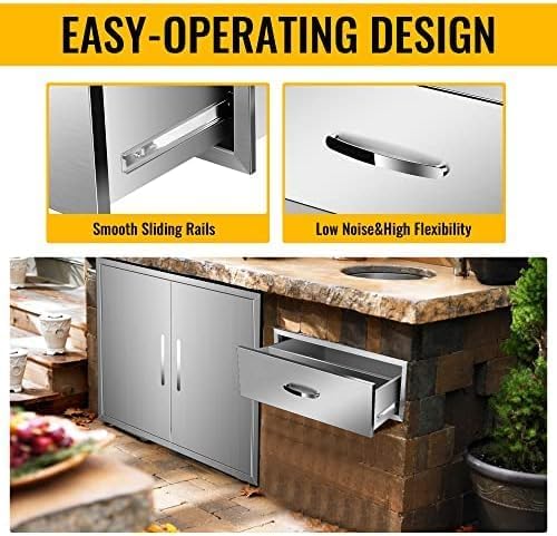 Outdoor Kitchen Drawers Stainless Steel 3-Drawer BBQ Drawer Enclosed Built-in Drawer Flush Mount For Outdoor Kitchens & BBQ Islands,30Wx23Dx10H - Image 6