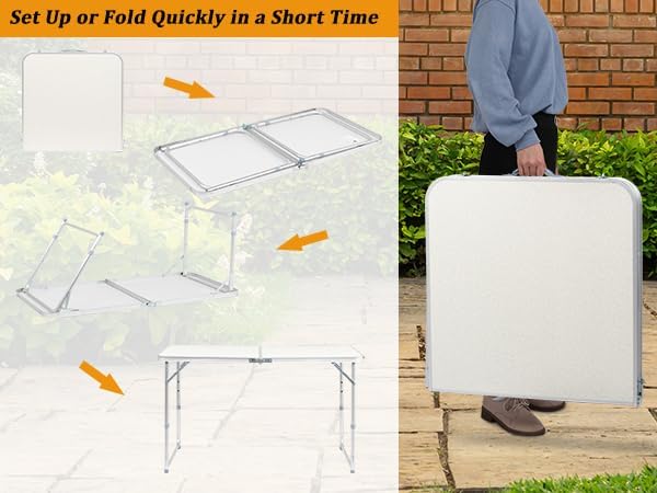 3.0 Ft Folding Portable Camping Table White - Image 6