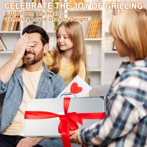 POLIGO 26Pcs Exclusive BBQ Grill Accessories in Aluminum Case for Birthday Fathers Day Grilling Gift - Grill Utensils Set with Barbecue Claws, Meat Injector, Thermometer for Smoker, Camping BBQ Silver - Image 2