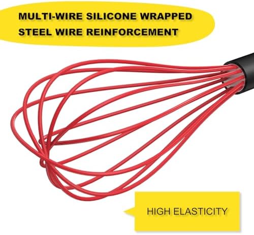 NileHome Silicone Whisk Set 8" 10" 12" Kitchen Whisk Red,3-pack - Image 3