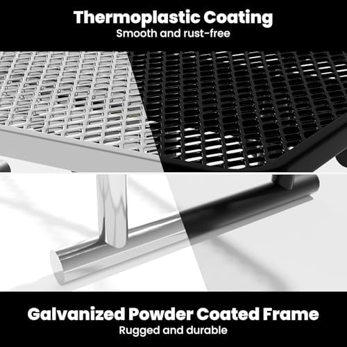 4FT Metal Picnic Tables for Outdoors, Commercial Rectangular Picnic Table for Outside, Park, Campfield, Patio, Garden, Yard, Thermoplastic Coating, Surface Mounted, Black - Image 7