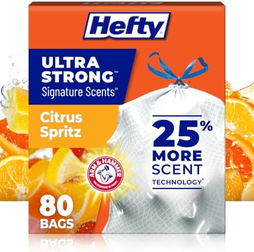Hefty Ultra Strong Signature Scents 13G Trash Bags, Citrus Spritz, 80ct by Hefty