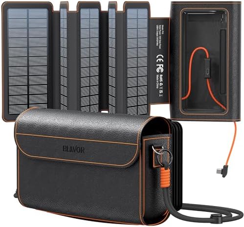 BLAVOR Portable Foldable Solar Charging Pack 10W, Built-in Charging Cable by BLAVOR