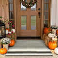 Fall Front Door Mat 2.3'x3.6', Cotton Washable Striped Outdoor Rug by Sungea