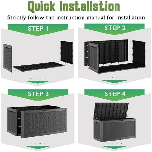 Outdoor Storage Waterproof Deck Box for Patio (120 Gallon, Black) - Image 6