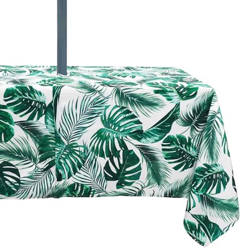 Outdoor Tablecloth with Umbrella Hole Umbrella Tablecloth Patio Tablecloths with Zipper for Courtyards, Terraces, and Beaches 60 x 120 in by Rodvnyh