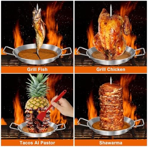 Al Pastor Skewer for Grill, Large 13 Inch Gyro Pan with Fat Separator - Image 3