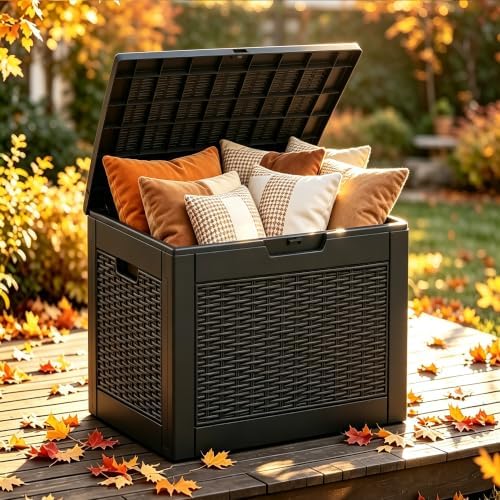 KAMABOKO Outdoor Storage Box, 34 Gallon Deck Box Outdoor Waterproof Small - Image 2