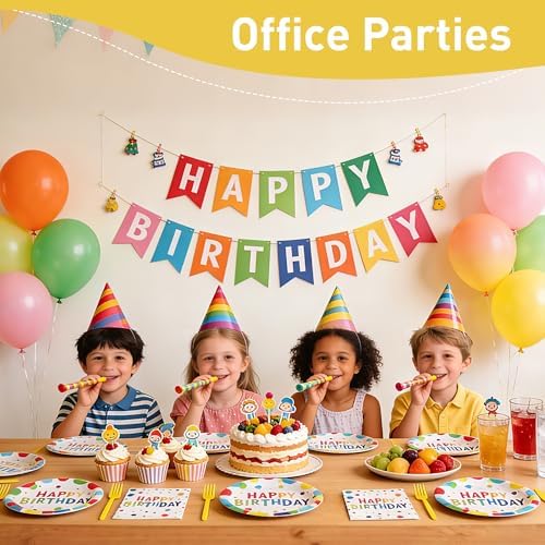 100 Pcs Disposable Birthday Party Tableware Set for 25 Guests - Image 4