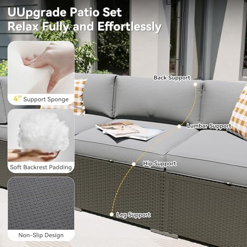 Aoxun Patio Furniture Set with Swivel Rocker Chairs, 10 Piece Outdoor Sectional Sofas, Wicker Rattan Outdoor Furniture with Thickened Cushion for Backyard, Garden Light Grey - Image 4