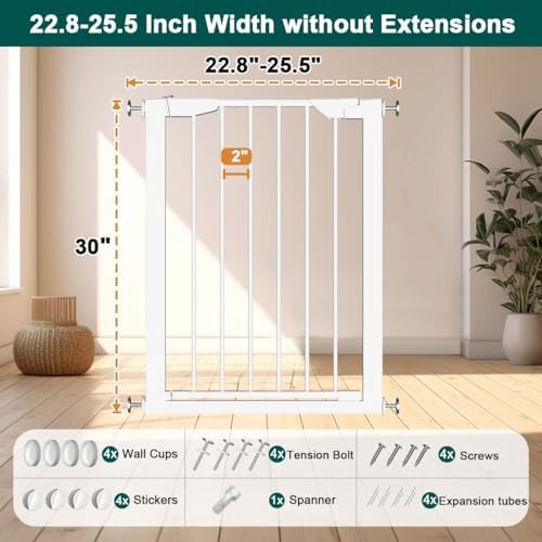Fairy Baby 22.8"-25.5" Narrow Baby Gate for Small Stair Doorways No Drill - Image 2