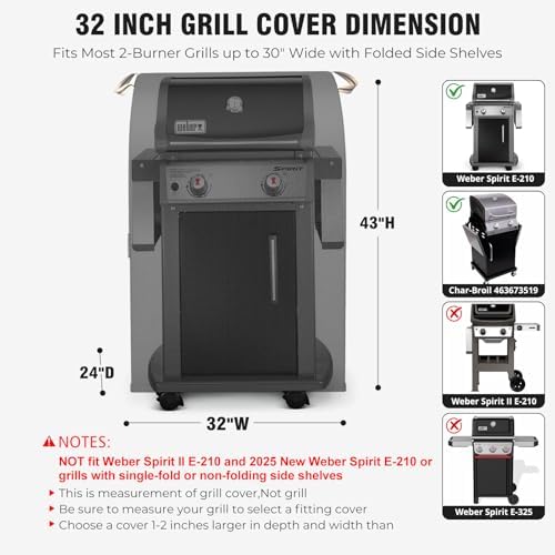 32 Inch BBQ Grill Cover Small 2 Burner Gas Grill Cover,1000D Heavy Duty - Image 2
