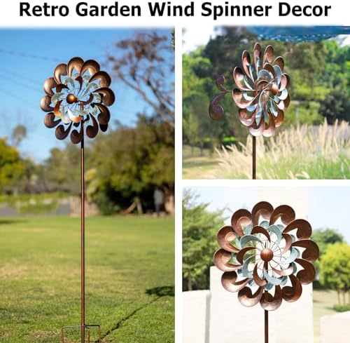 Wind Spinners for Yard and Garden Large, 84 Inch Wind Spinners Outdoor Metal, Wind Sculptures & Spinners Birthday Gifts for Family or Friends(Classical Flower) - Image 6