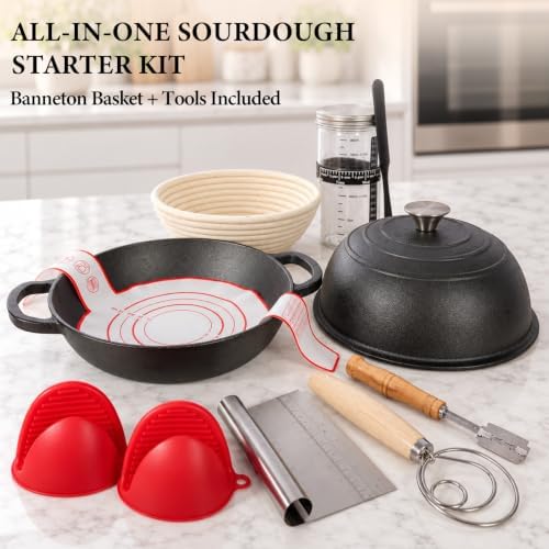 Cast Iron Dutch Oven for Bread Baking, 5.5QT Pre-Seasoned Bread Oven Set - Image 4