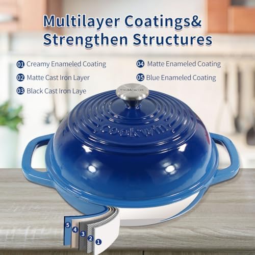 6 QT Enameled Cast Iron Bread Oven, Dutch Oven for Sourdough Baking - Image 4