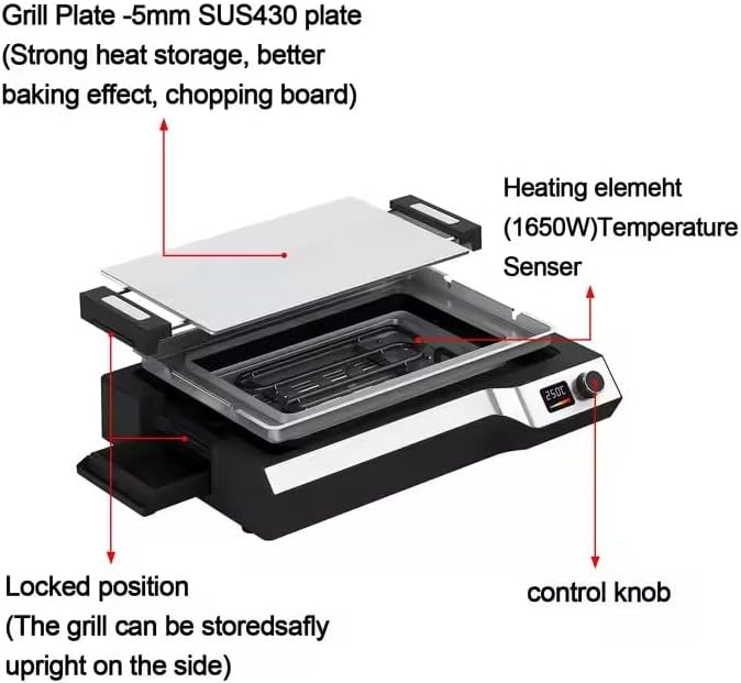 Electric Griddle, 14" Indoor Grill, Spatula & Fork Included - Image 4